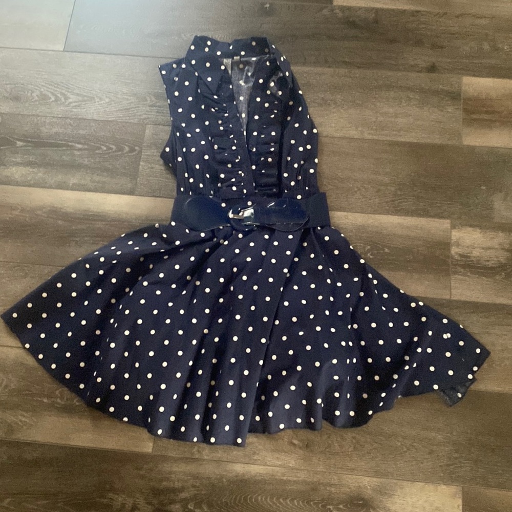 Navy blue polka dot dress
